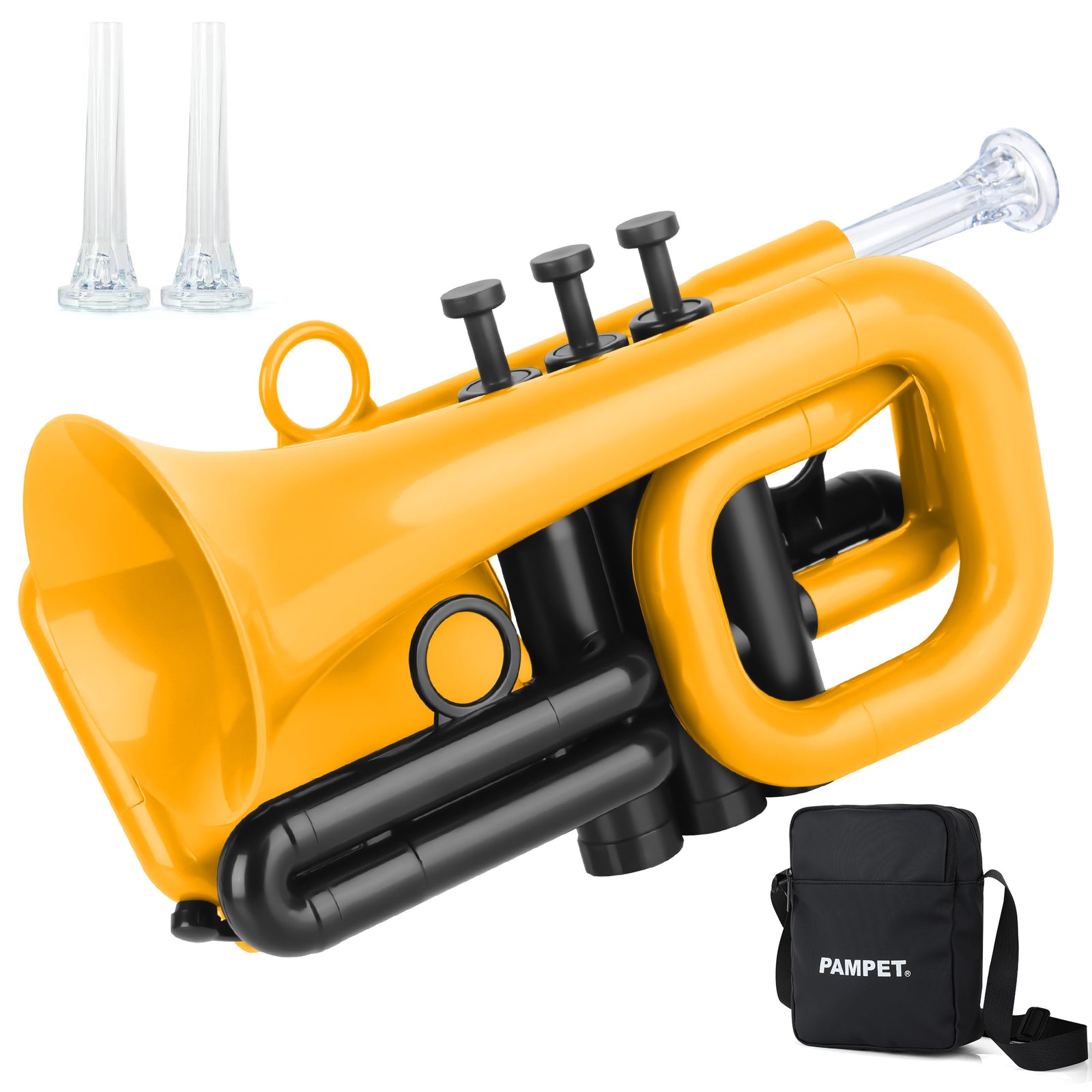 PAMPET DOLPHIN Bb Key ABS Pocket Trumpet for Beginners with Carry