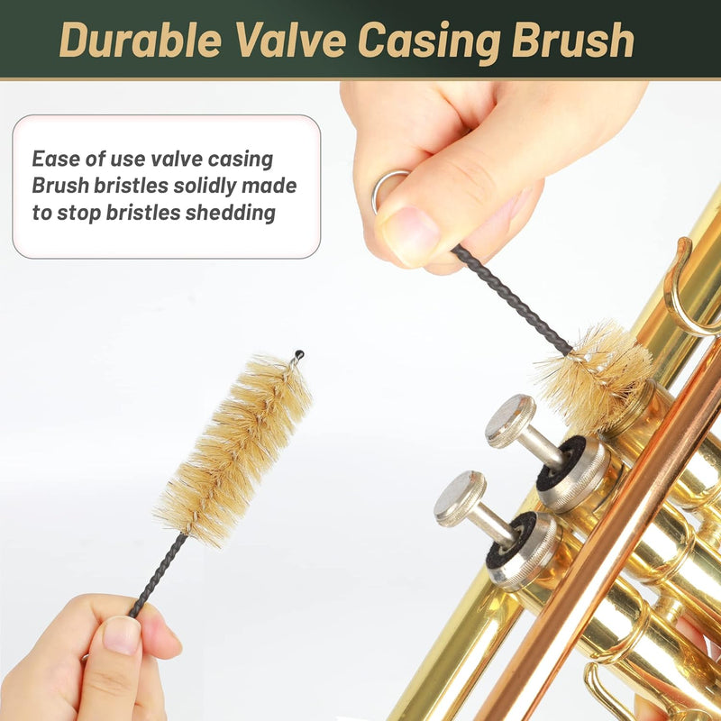 Professional Horn Cleaning Kit with Valve Oil, Brass Polishing Spray, Slide Grease, Brushes