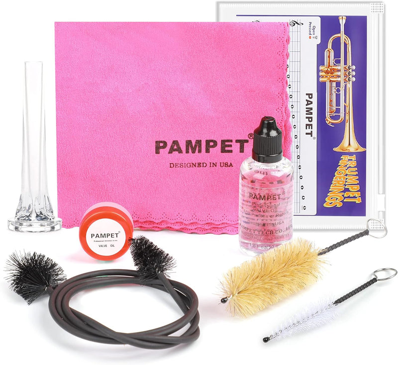 Professional Horn Cleaning Kit with Valve Oil, Brass Polishing Spray, Slide Grease, Brushes