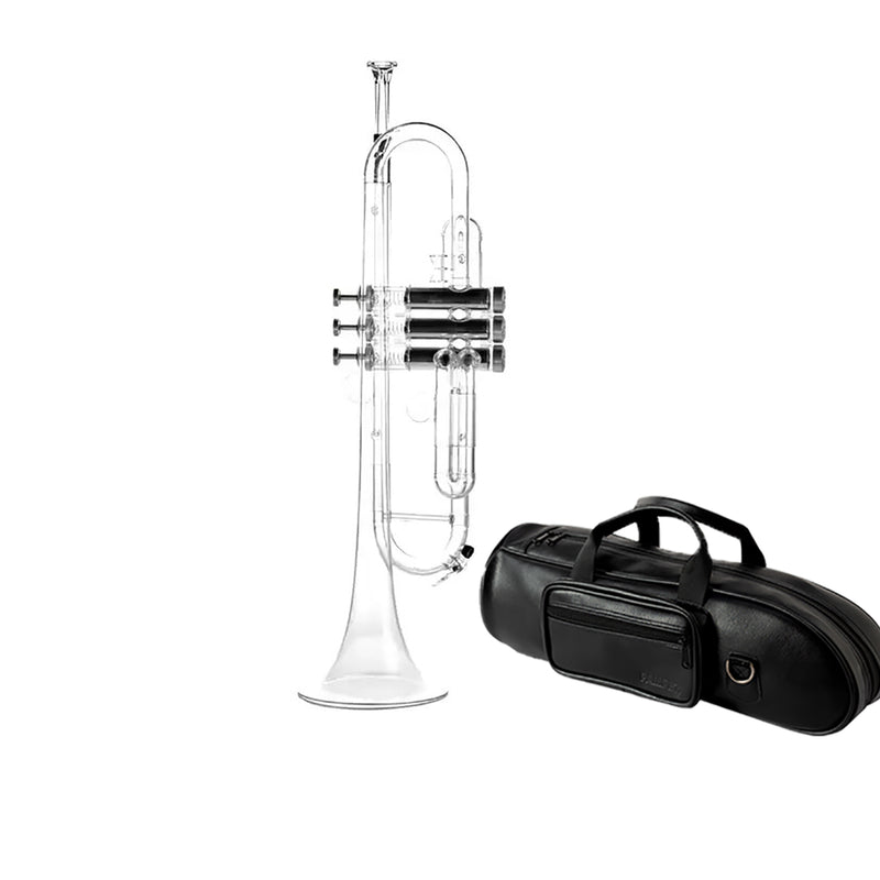 Professional Transparent Standard Plastic Bb Trumpet Set with 3C Mouthpiece 7C Mouthpiece and PU Carrying Bag