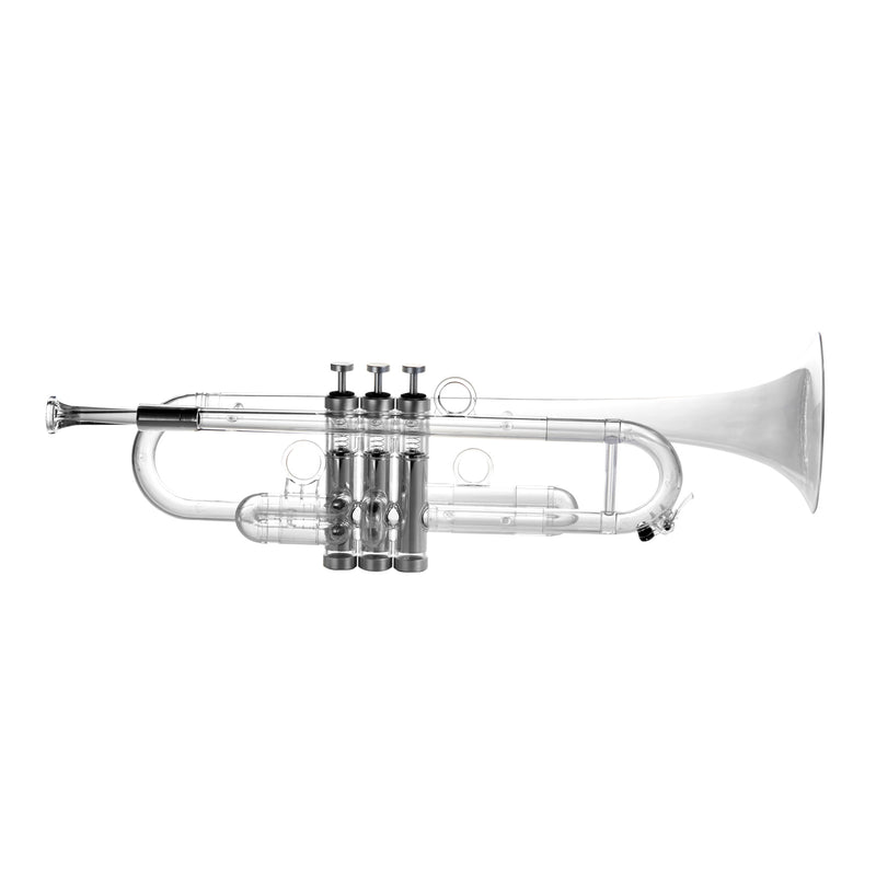 Professional Transparent Standard Plastic Bb Trumpet Set with 3C Mouthpiece 7C Mouthpiece and PU Carrying Bag