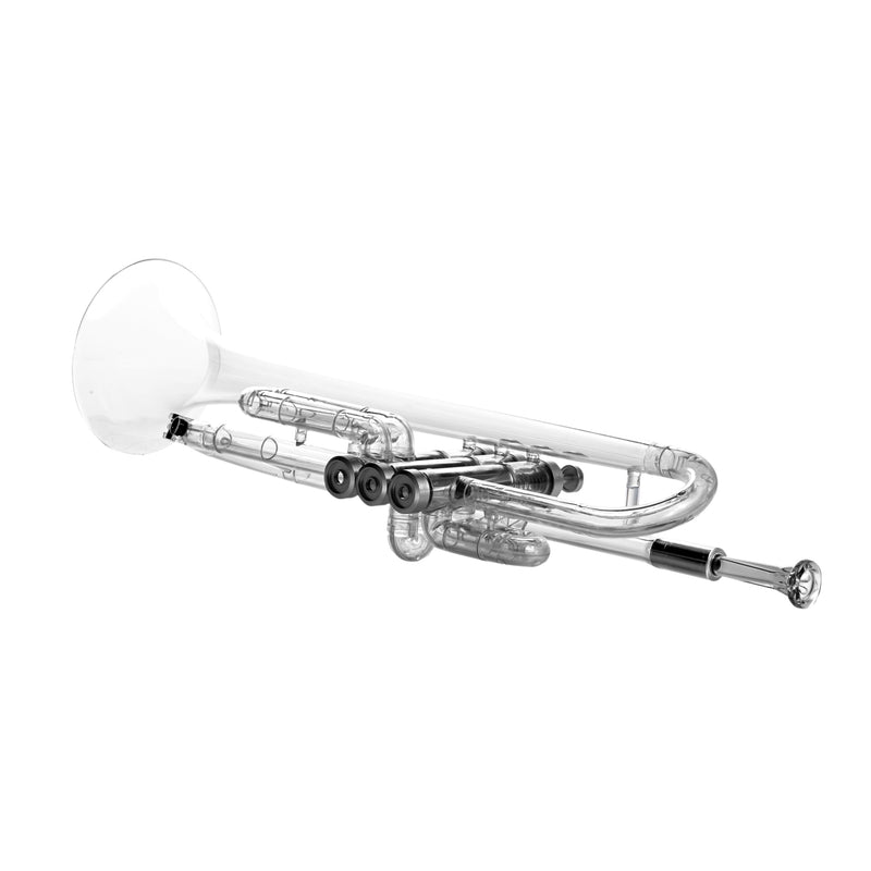 Professional Transparent Standard Plastic Bb Trumpet Set with 3C Mouthpiece 7C Mouthpiece and PU Carrying Bag